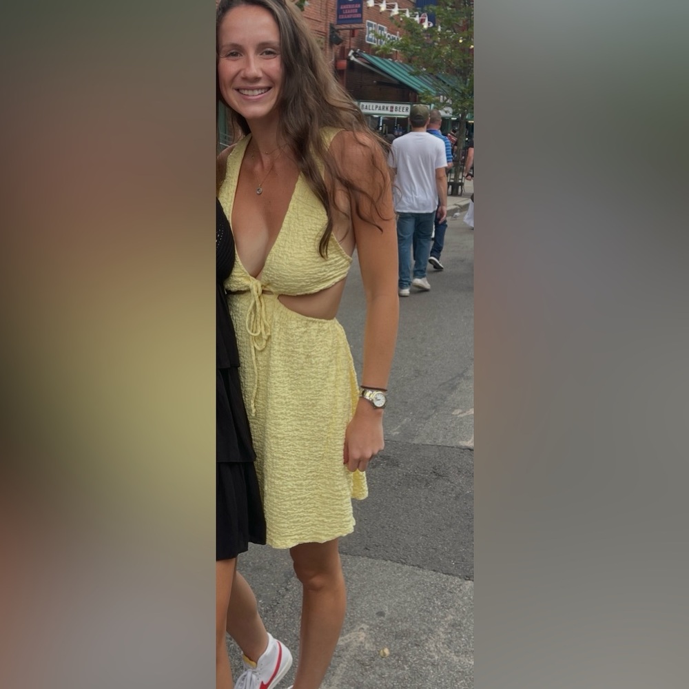 Yellow Tie-Front Cutout Sundress